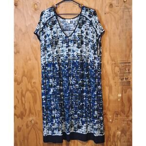 London Times Woman Dress Women's 22W Knee Length Abstract Geometric Retro Comfy